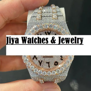 Montre de luxe pour homme en acier inoxydable avec cadran à chiffres arabes, style hip-hop, sertie de diamants Moissanite VVS, mouvement à quartz et aiguilles. - Product Image 1