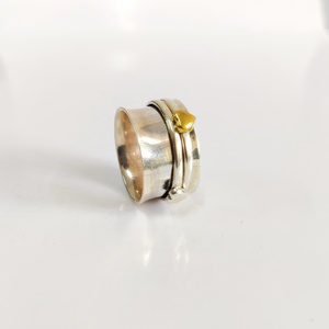 Bagues Spinner de créateur en forme de coeur à la recherche de deux tons gracieux des grossistes de l'Inde Évaluez les bagues en argent sterling 9254 Saisissez-les! - Product Image 4