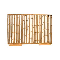 Élégant Paravent Mobile Moderne en Bambou Naturel et Bois de Teck, Fait Main, pour la Confidentialité Intérieure à la Maison, à l'Hôtel ou au Bureau