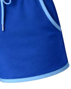 Manufacturer Custom <b>Women</b> Royal Blue With Sky Blue Contrast Cotton Fleece <b>Shorts</b> <b>Elastic</b> <b>Waist</b> Casual Summer Sports Lounge Wear - Product Image 6