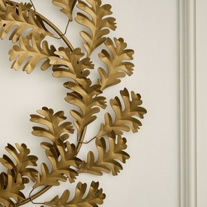Stunning Metal Wreath Artfully Designed With Densely Layered Metallic Oak Leaves Perfect For Fall Or Holiday Decoration - Product Image 6