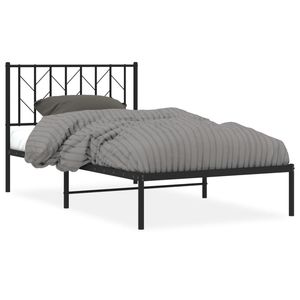 Cadre de lit simple en acier noir thermolaqué – Catégorie de produits : Lits métalliques - Product Image 2