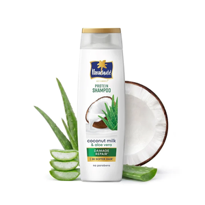 Champú proteico con leche de coco y aloe vera, fórmula enriquecida diseñada para reparar el cabello dañado, para un cabello más suave, sin parabenos, paquete de 340 ml. - Product Image 1