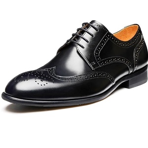 Zapatos Casuales Formales de Lujo de Cuero Genuino Negro, Zapatos de Otoño Transpirables, Ligeros y Duraderos con Cordones, Botas para Hombre al por Mayor - Product Image 1