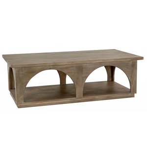 Rectangular Solid Mango Wood Coffee <b>Table</b> Rustic Modern Living Room <b>Table</b> <b>With</b> Arched Open Storage <b>Shelf</b> Handcrafted Sofa <b>Table</b> - Product Image 1