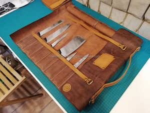 Sac à couteaux de chef en cuir pleine fleur de luxe, résistant aux odeurs, étui à outils professionnel LSKR-0025 - Product Image 4