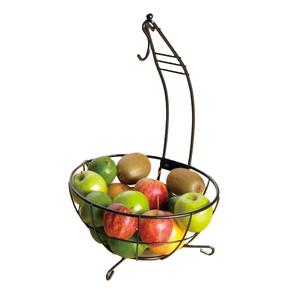 Corbeille à fruits créative en fer noir pour comptoir, organisateur de table, bol en maille pour légumes, rangement de cuisine en fil métallique pliable - Product Image 1