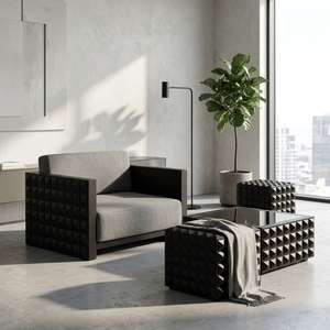 Sillón individual de madera premium, estilo minimalista moderno, de teca, con cojín cómodo, para decoración de sala de estar. - Product Image 3