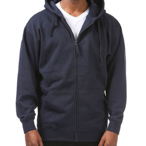 Sweat-shirt à capuche noir pour homme, coupe classique, couleur unie, fermeture éclair, décontracté, en coton, pour l'automne - Product Image 2