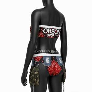 ชุดบิกินี่แบบ Bandeau ของ Orson Sports ลายผ้าพันคอ สไตล์สตรีทแวร์ เอวสูง ดีไซน์เท่ห์ เหมาะสำหรับงานเทศกาล - Product Image 4