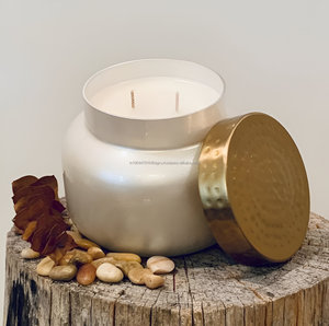Hot Selling Luxury Pearly White Hammered Metal Lid <b>Jar</b> Candle - Product Image 4