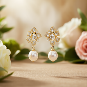 14K Gold Freshwater Pearl Stud Earrings for Wedding and Party - Product Image 2