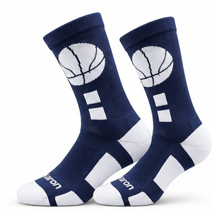Navy <b>Blue</b> White Striped Thick Cushioned Athletic <b>Socks</b> Breathable Sweat Absorbent Knitted Sports Running Gym Crew Autumn - Product Image 3