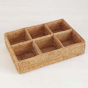 Rattan compartment organiser coffee sugar tea storage basket highest quality woven <b>caddy</b> baskets - Product Image 3