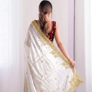 Sari de diseñador con bordado de lentejuelas multicolor de 3 mm, C-Pallu y blusa sin coser, precio al por mayor de Royal Export - Product Image 4