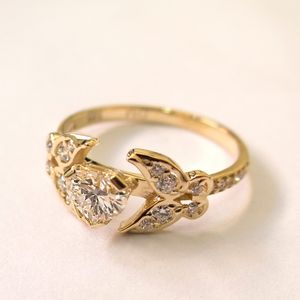 Bague papillon en diamant taille cœur de 1,01 carat cultivé en laboratoire pour femme, or massif 14 carats, cadeau romantique unique et surprise pour elle - Product Image 2