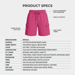Shorts cargo personnalisés pour garçons, 100% polyester, cordon de serrage, taille élastique, légers, séchage rapide, décontractés, pour sports de plein air, OEM ODM - Product Image 3