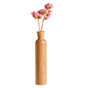 Vase en bois artisanal pour la décoration de la maison |   Grand vase décoratif pour fleurs avec finition en grain de bois naturel - Product Image 1