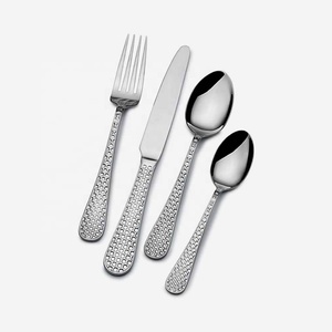 Juego de cubiertos simples de acero inoxidable con mango redondo Chapado en plata para banquete y restaurante de boda de lujo - Product Image 3