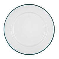 Assiettes et plats en émail blanc métallique avec bord bleu, résistants à la rouille et compatibles lave-vaisselle, tailles et couleurs personnalisées, assiettes économiques pour cafés