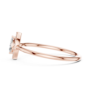 Bague de fiançailles en or massif avec halo de diamants taille marquise, bague de promesse minimaliste, bague halo en diamant naturel, petite bague de mariée empilable, cadeau - Product Image 3