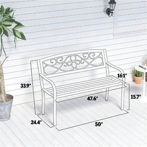 Panca da Giardino Marrone con Braccioli per Veranda o Cortile - Product Image 6