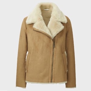 Veste en daim gris clair pour homme, col en fourrure blanche, ceinture, manteau d'hiver en peau de mouton, veste asymétrique à fermeture éclair, doublure en polaire chaude - Product Image 3