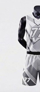Ensemble de maillot de basket-ball blanc pour femme, imprimé géométrique, débardeur sans manches en maille et short, respirant et anti-humidité - Product Image 4