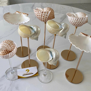 แก้วไวน์เปลือกหอยพรีเมียม ผลิตจากวัสดุเปลือกหอยและแก้ว สำหรับเสิร์ฟค็อกเทลและตกแต่งโต๊ะสไตล์ชายฝั่ง เวียดนาม - Product Image 1