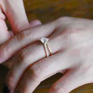 Luxury 1.01CT Trillion Cut Diamond Crossover Dual Band <b>Ring</b> Lab Grown 14K Yellow Gold for Proposal Gift Jewelry For Wedding - Product Image 2