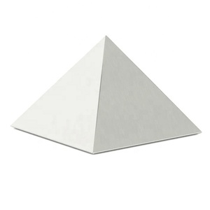Pyramid Cremation Urn Silver Metal <b>Memorial</b> Vessel with Distinctive Four Sided <b>Form</b> and Covered Design for Ash Storage - Product Image 2