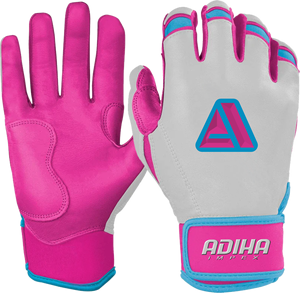 Premium Leather Batting <b>Gloves</b> <b>Red</b> and Navy Blue Leather Padded Hook And Loop Closure Unisex Adult Training Adiha impex - Product Image 4