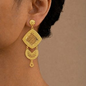 Juego de Aretes de Diseño Turco Chapados en Oro de 14K, 18K y 24K al por Mayor, Aretes Colgantes de Moda Estilo Dubái, Joyería Rellena de Oro, Oro Joyería - Product Image 2