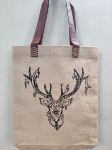 Sac fourre-tout en toile de jute et coton avec laminage imperméable, sac de courses réutilisable avec poignées en tissu pour les courses et l'usage quotidien - Product Image 4