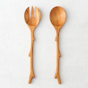 New Model Wood <b>Salad</b> Serving Set Eco-Friendly Dishwasher Safe <b>Salad</b> <b>Tools</b> Home Kitchen Made in India American Style - Product Image 5
