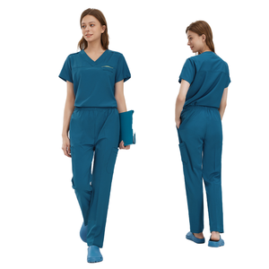 Tenues médicales FMF, extensibles dans 4 directions, 95% polyester, 5% élasthanne, uniformes médicaux, ensembles de blouses chirurgicales à col en V, ensembles infirmiers, hôpital - Product Image 2