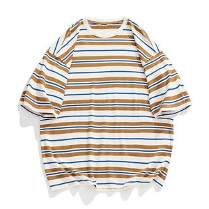 Camiseta a Rayas de Algodón Grueso Sublimado Transpirable al por Mayor, Tejido Duradero, Estilo Retro, Tops para Hombre - Product Image 3