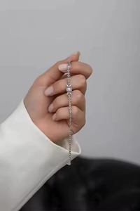 18K White Gold Moissanite for Certified Unisex Trendy Classic Simple Unique Design Hologram Tennis Studded <b>Bracelet</b> - Product Image 2