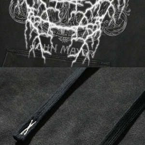 Sweat-shirt à capuche oversize délavé pour homme, style techwear vintage streetwear, imprimé graphique éclair gothique, cyberpunk hip hop - Product Image 4