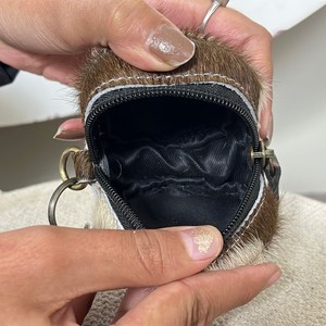 New Arrival 2026 Real Hair on Cowhide Leather Coin <b>Purse</b> Keychain Mini Round Shape Zipper Pouch For Coins, Key & <b>Small</b> Essential - Product Image 6