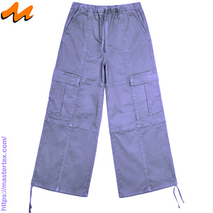 Pantalones Cargo Casuales de Verano para Mujer MASTER TEXTILE, Color Sólido, Pierna Ancha, Transpirables, Cintura Media, Hechos con Tela de 7.37 oz - Product Image 1