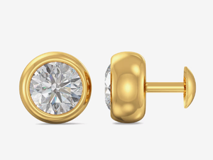 Boucles d'oreilles AMBER JEWELS en diamant de laboratoire sculpté, or massif 14 carats poli, clous de luxe unisexes, tendance, pour célébration d'anniversaire - Product Image 2