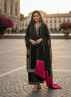 Salwar Kameez en soie Fendy lourde brodée et ornée de sequins, tenue traditionnelle indienne pour femme, idéale pour mariage, Diwali, fête, hiver, été, longueur genou
