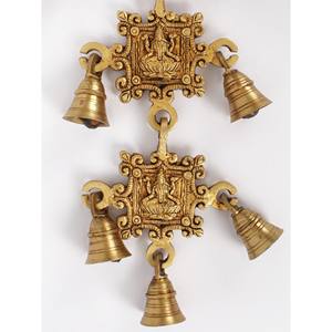 Campanas colgantes de pared hechas a mano de 22 pulgadas diosa de latón Lakshmi hechas en India - Product Image 1