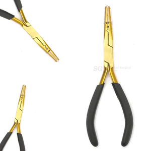 Pinzas Profesionales Multifuncionales para Extensiones de Cabello SAAR GLOBAL SURGICAL, Recubrimiento Dorado, Mango Negro, Acero Inoxidable - Product Image 4