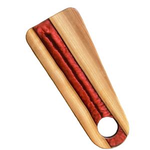 ถาดไม้อะคาเซียทำด้วยมือพร้อมที่จับโลหะถาดเสิร์ฟของขวัญแต่งงานทำจากเรซิน & ไม้แบน - Product Image 1