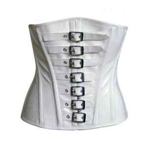 Corset amincissant noir et jaune en similicuir PU pour femme avec fermeture à agrafes, maintien ferme - Product Image 3
