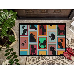 พรมเช็ดเท้าสุนัขพูเดิ้ลมาตรฐานสีดำกันลื่นในร่ม/กลางแจ้ง24ชั่วโมง X 36W พรมซักได้ขนสั้นสำหรับประตูหน้า - Product Image 3