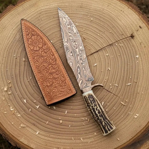 Copper Damascus Steel Chef <b>Knife</b> Handmade Kitchen Food Preparation Tool For Cooking <b>Slicing</b> Chopping And Cutting - Product Image 4