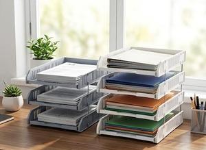 HALO Organiseur de bureau empilable en plastique à 3 ou 4 niveaux pour documents A4, fournitures de bureau, vente directe usine - Product Image 6